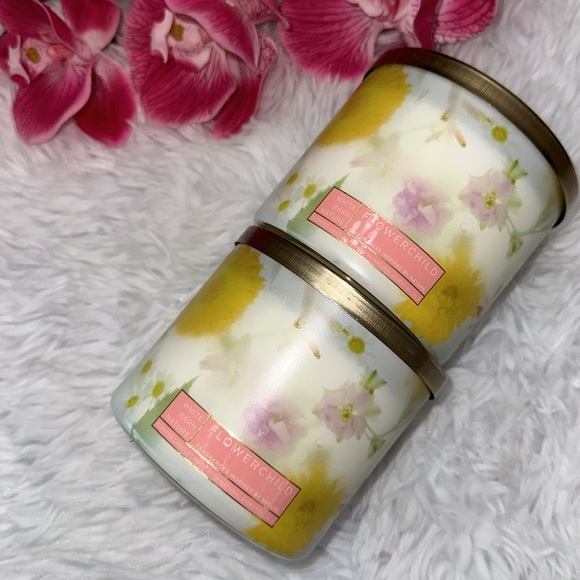 💐FLOWER CHILD Bath & Body Works 3-wick Scented Candle 2023 Lot of 2 Set